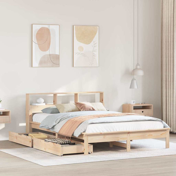 seng med reol uden madras 140x200 cm massivt fyrretræ