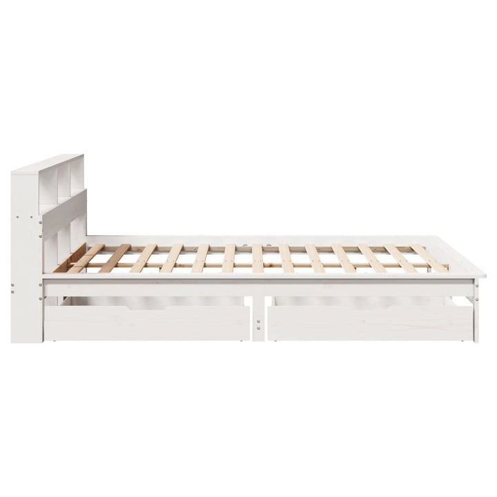 seng med reol uden madras 140x200 cm massivt fyrretræ hvid