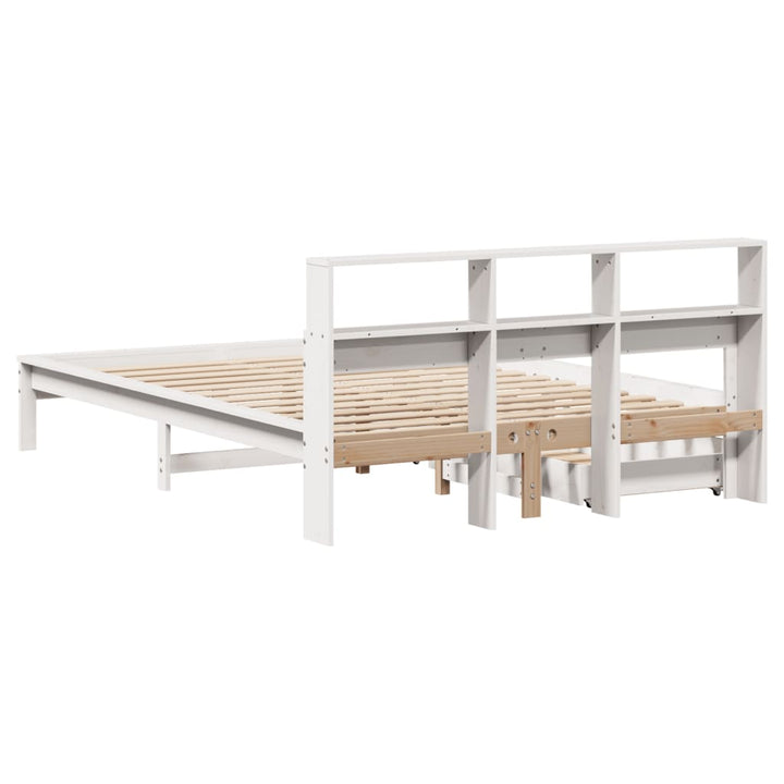 seng med reol uden madras 140x200 cm massivt fyrretræ hvid