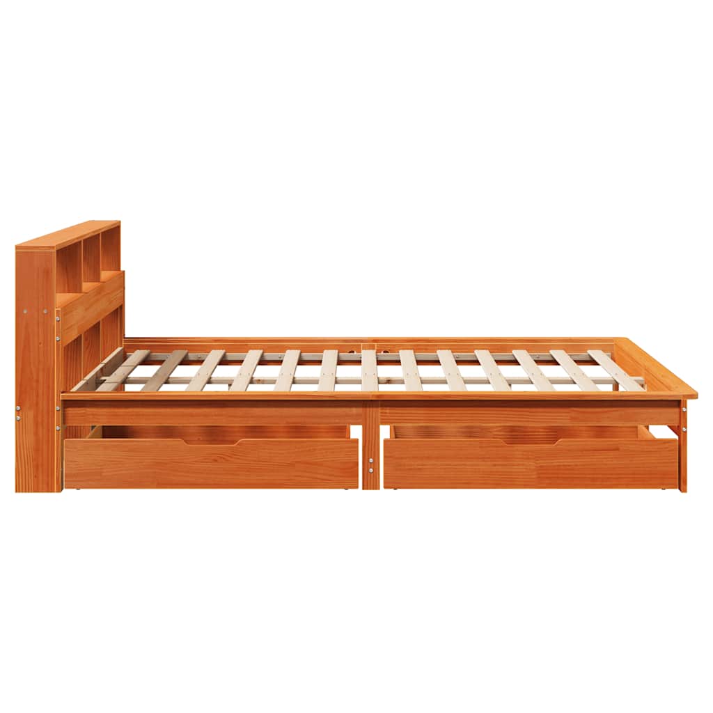 seng med reol uden madras 120x200cm massivt fyrretræ gyldenbrun