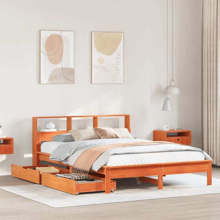 seng med reol uden madras 120x200cm massivt fyrretræ gyldenbrun