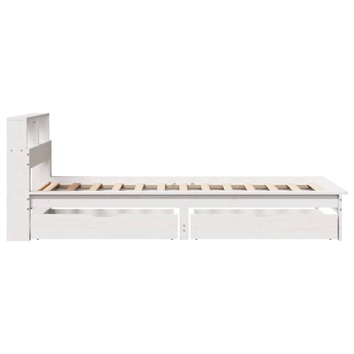 seng med reol uden madras 100x200 cm massivt fyrretræ hvid