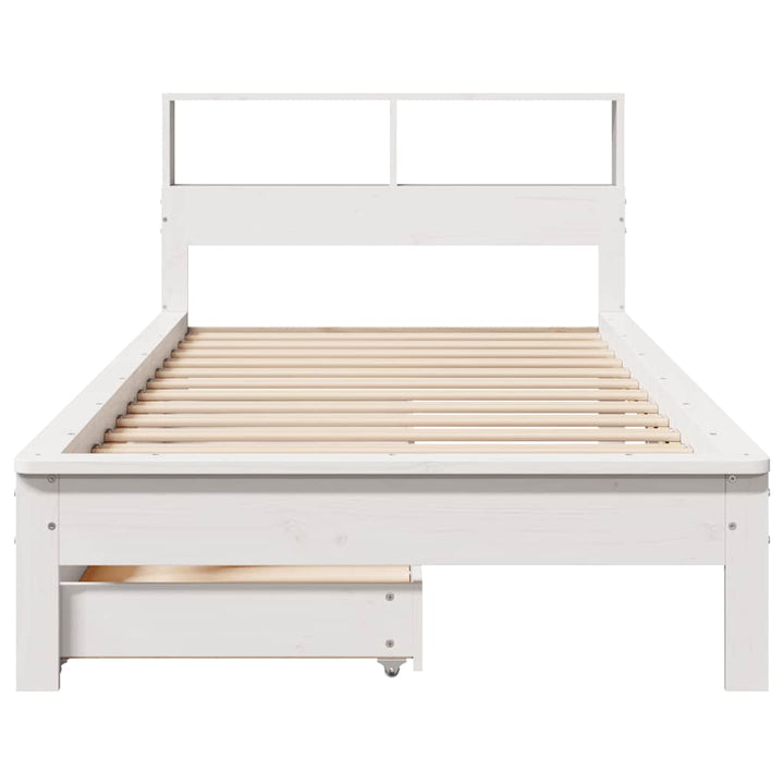 seng med reol uden madras 90x200 cm massivt fyrretræ hvid