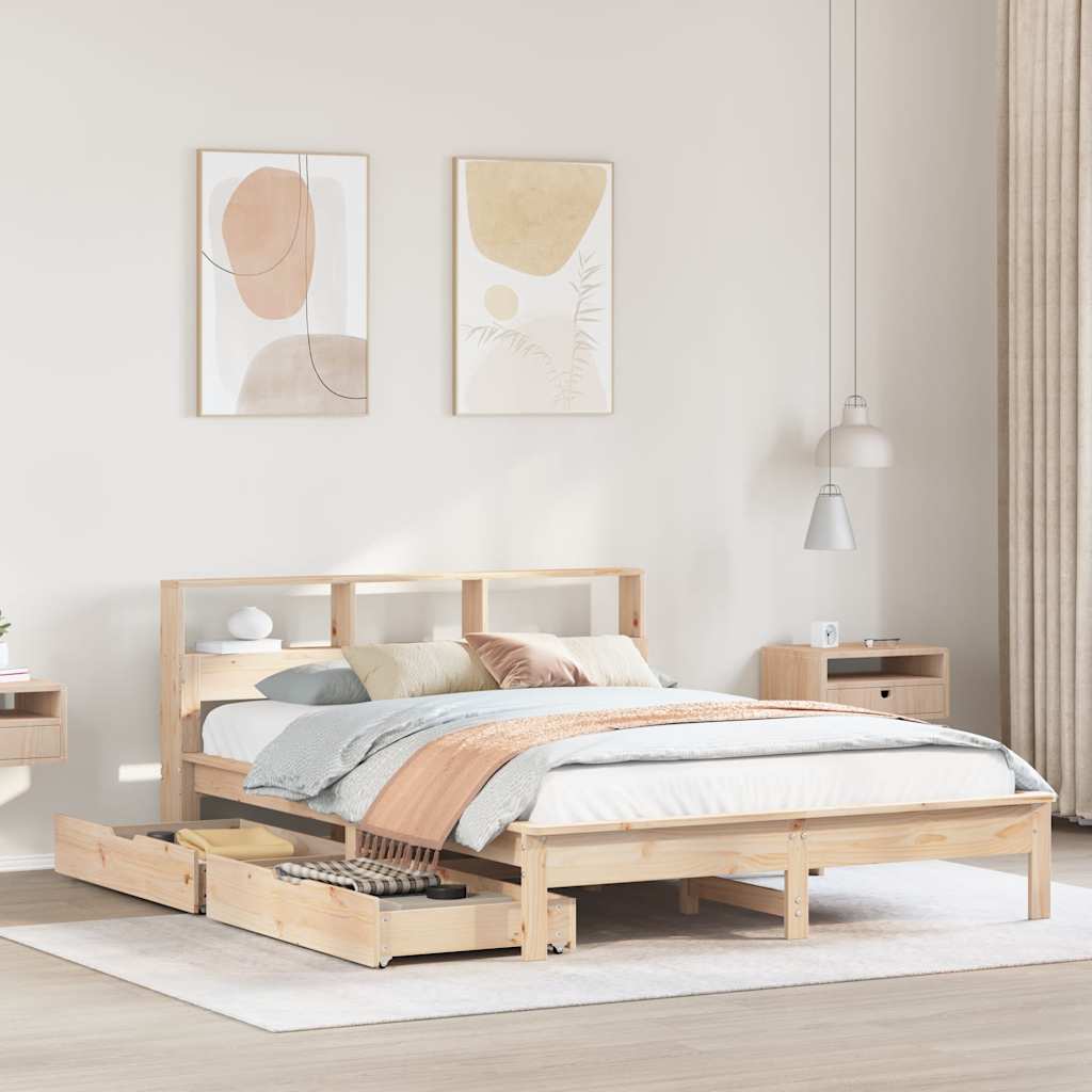 seng med reol uden madras 140x190 cm massivt fyrretræ