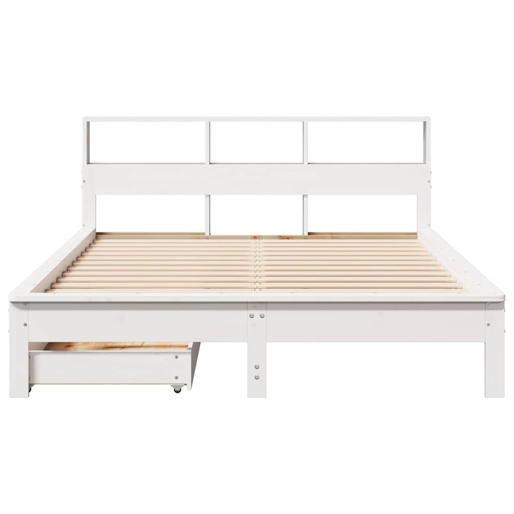 seng med reol uden madras 140x190 cm massivt fyrretræ hvid
