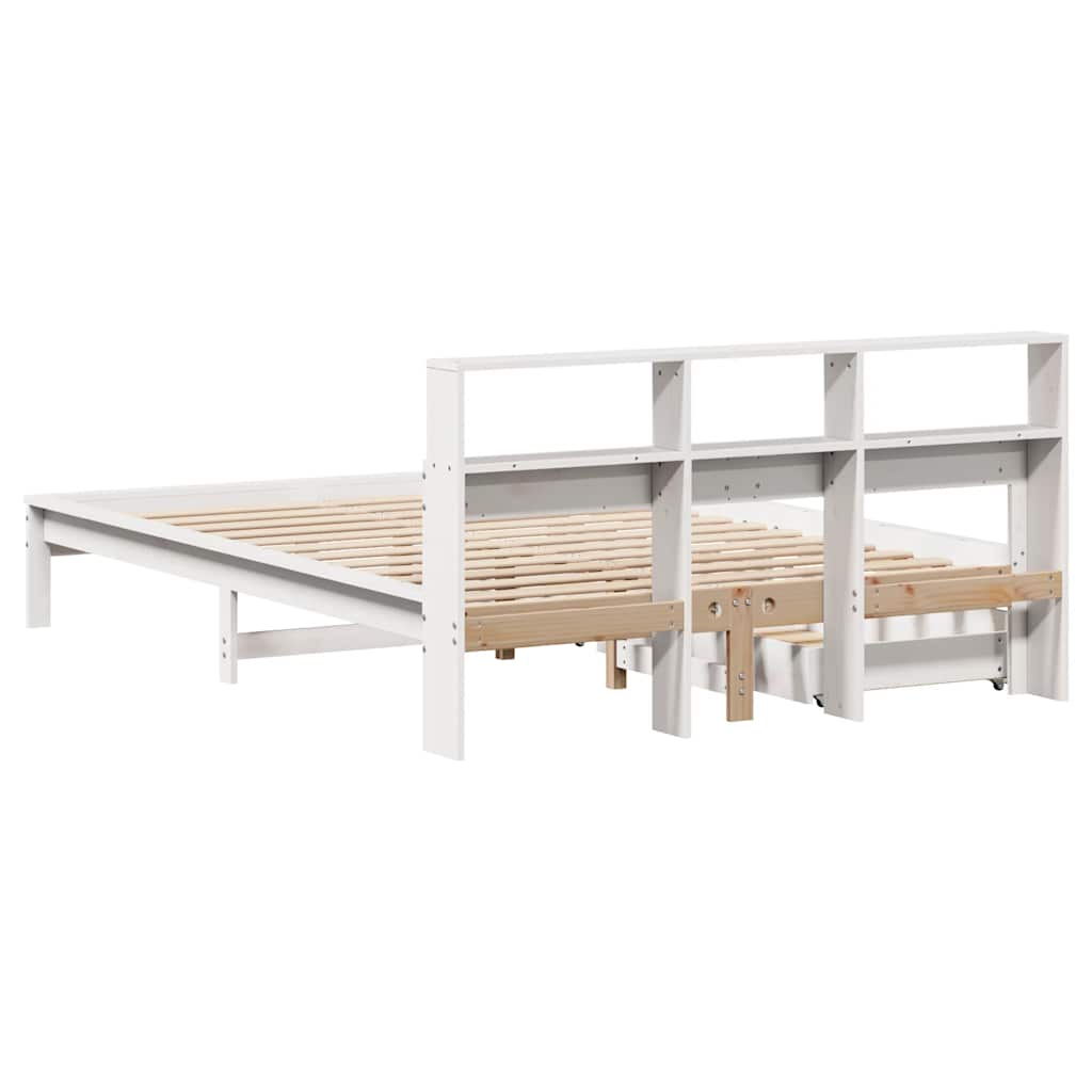 seng med reol uden madras 140x190 cm massivt fyrretræ hvid
