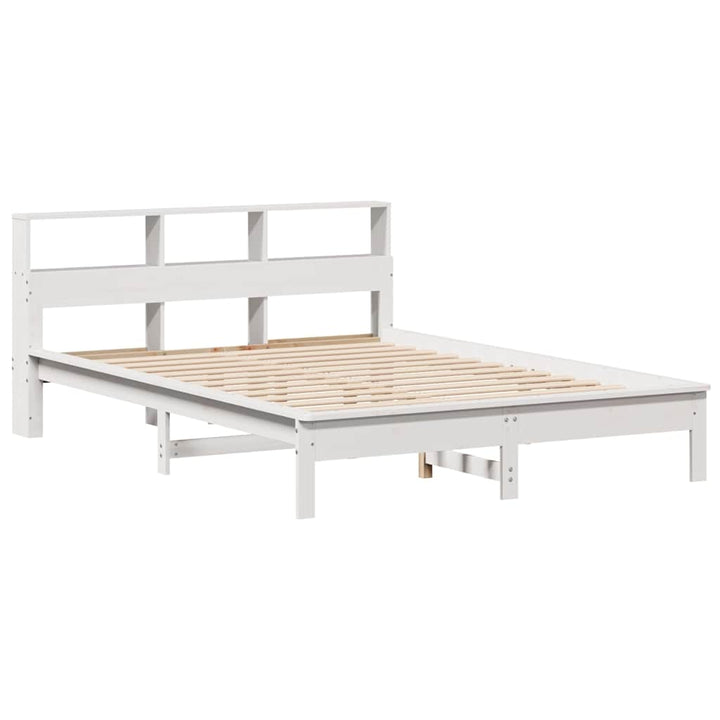 seng med reol uden madras 140x190 cm massivt fyrretræ hvid