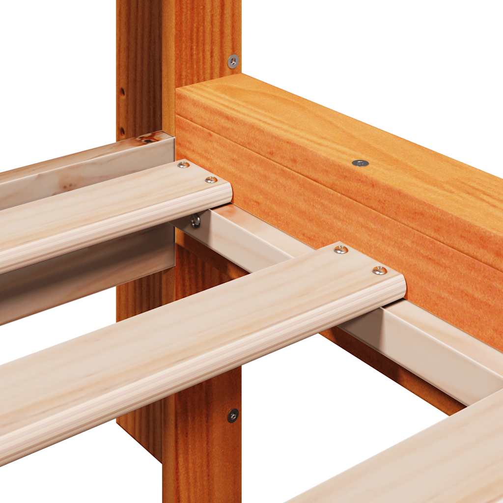 seng med reol uden madras 140x190cm massivt fyrretræ gyldenbrun