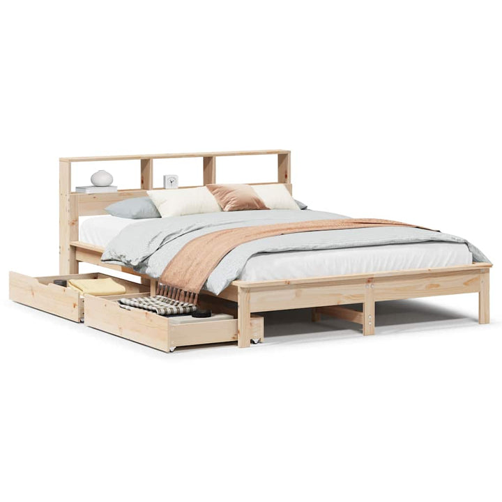 seng med reol uden madras 135x190 cm massivt fyrretræ