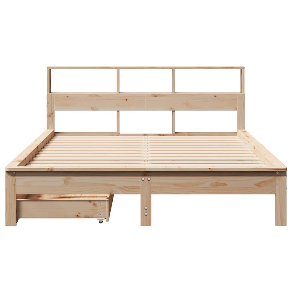 seng med reol uden madras 135x190 cm massivt fyrretræ