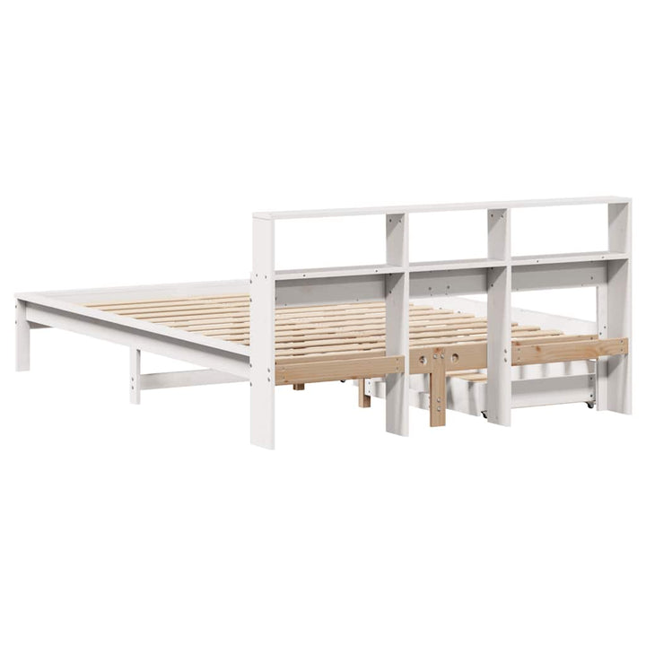 seng med reol uden madras 135x190 cm massivt fyrretræ hvid