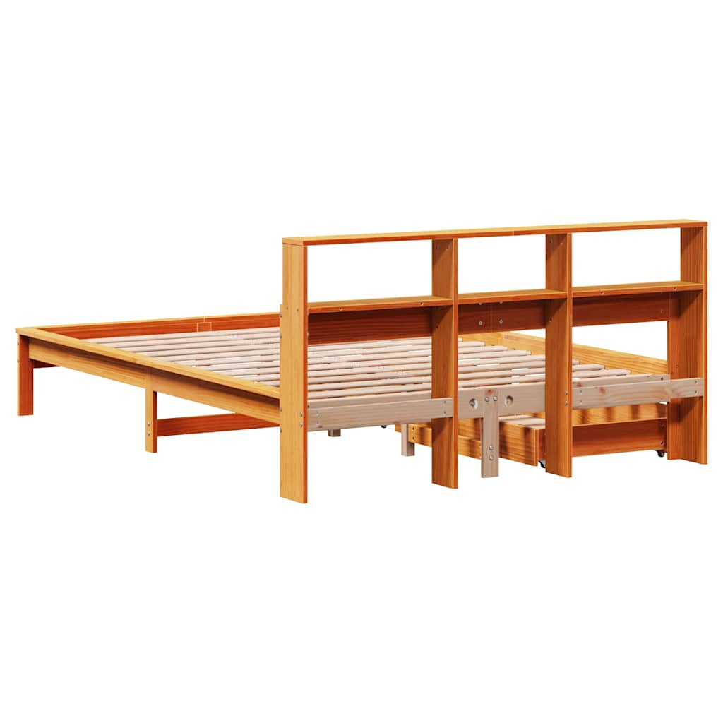 seng med reol uden madras 120x190cm massivt fyrretræ gyldenbrun