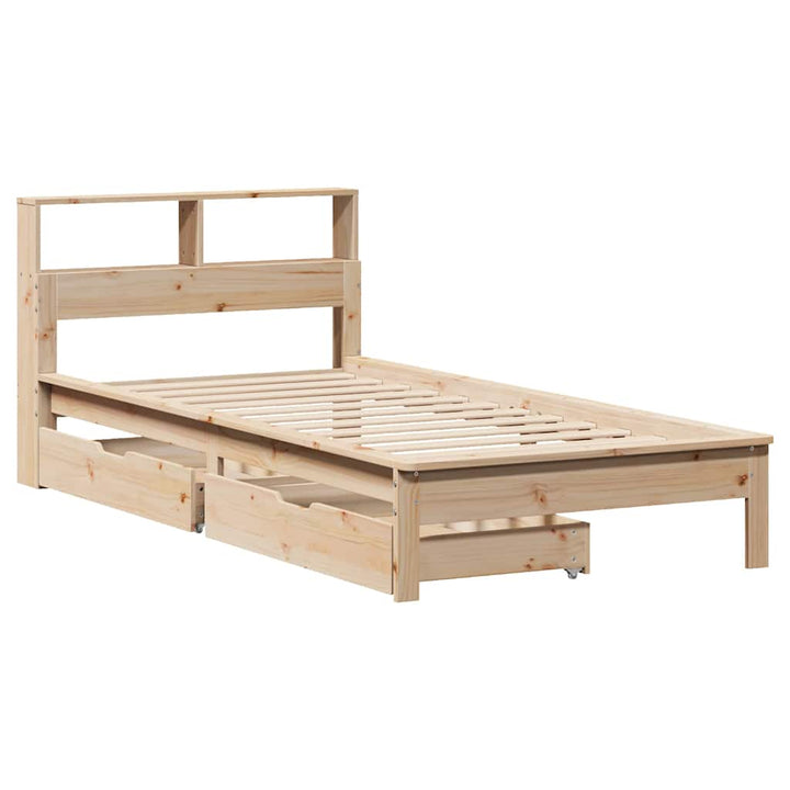 seng med reol uden madras 90x190 cm massivt fyrretræ