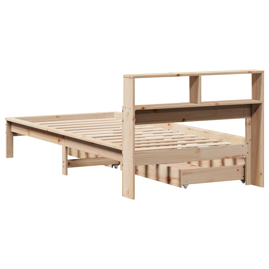 seng med reol uden madras 90x190 cm massivt fyrretræ