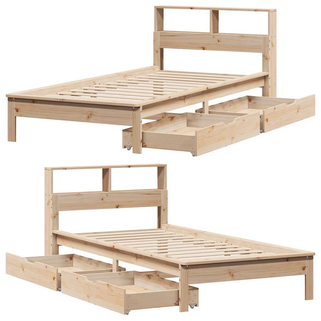 seng med reol uden madras 90x190 cm massivt fyrretræ