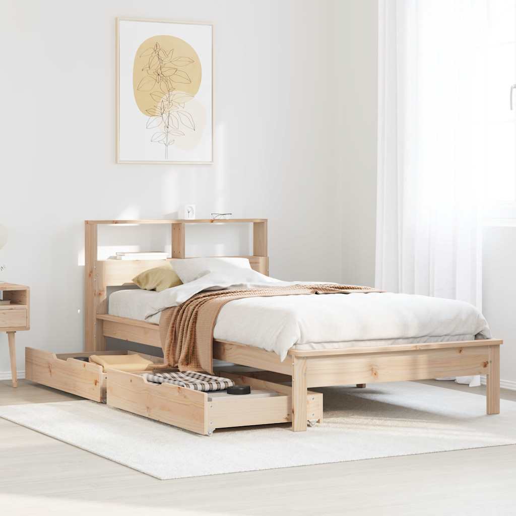 seng med reol uden madras 90x190 cm massivt fyrretræ