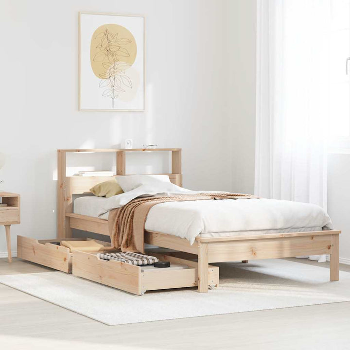 seng med reol uden madras 90x190 cm massivt fyrretræ