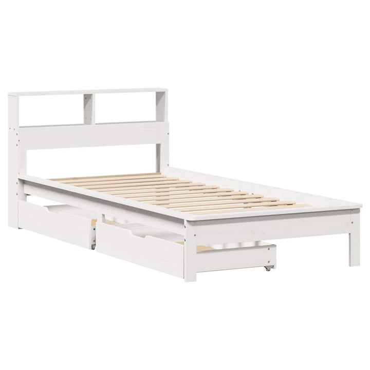 seng med reol uden madras 90x190 cm massivt fyrretræ hvid