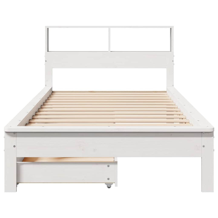 seng med reol uden madras 90x190 cm massivt fyrretræ hvid