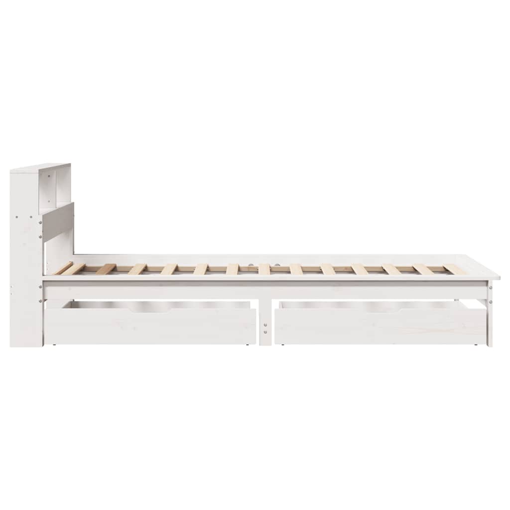 seng med reol uden madras 90x190 cm massivt fyrretræ hvid