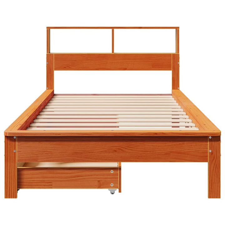 seng med reol uden madras 90x190 cm massivt fyrretræ gyldenbrun