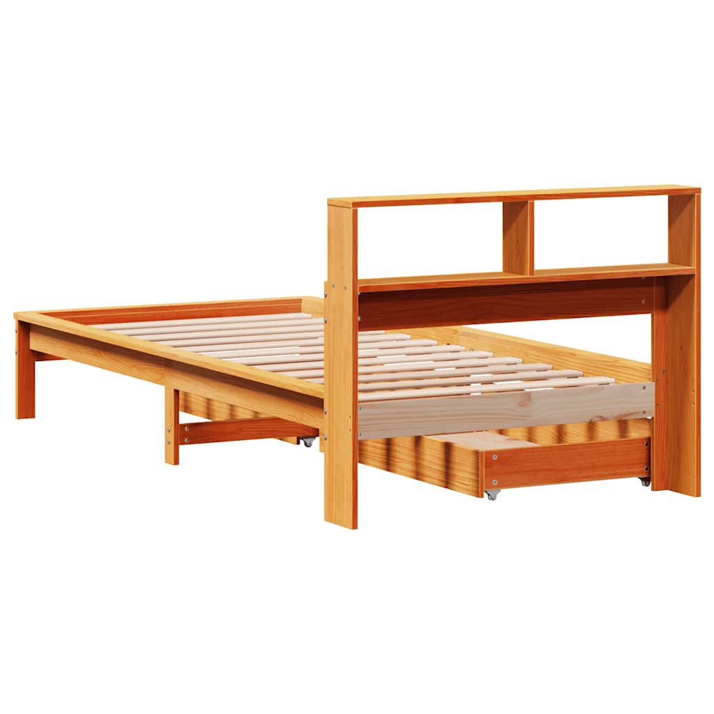 seng med reol uden madras 90x190 cm massivt fyrretræ gyldenbrun