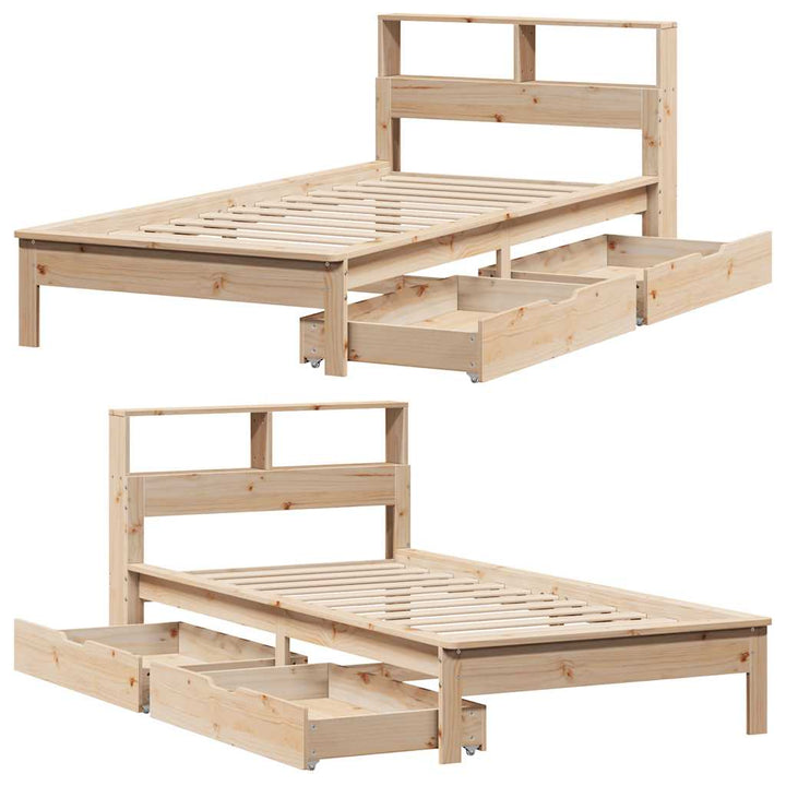seng med reol uden madras 75x190 cm massivt fyrretræ