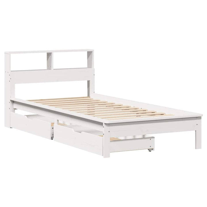 seng med reol uden madras 75x190 cm massivt fyrretræ hvid