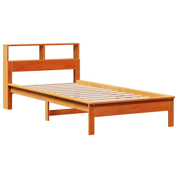 seng med reol uden madras 75x190 cm massivt fyrretræ gyldenbrun