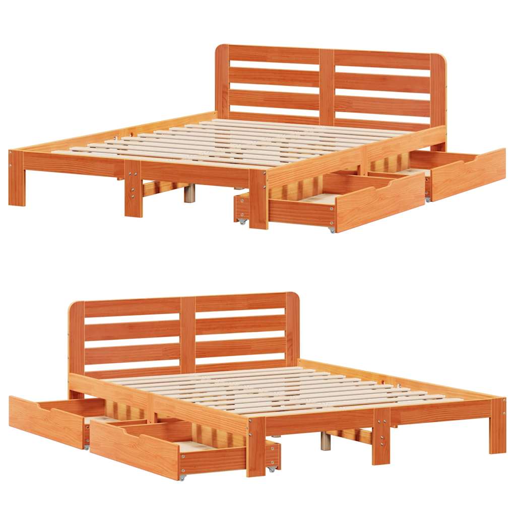 sengeramme uden madras 120x200 cm massivt fyrretræ gyldenbrun