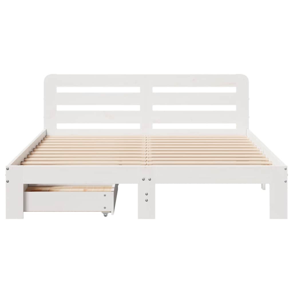 sengeramme uden madras 140x200 cm massivt fyrretræ hvid