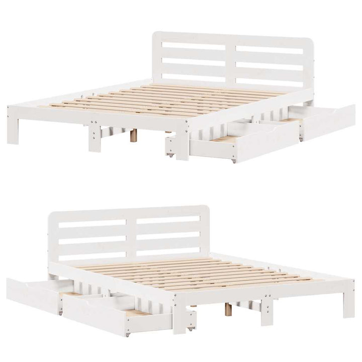 sengeramme uden madras 150x200 cm massivt fyrretræ hvid
