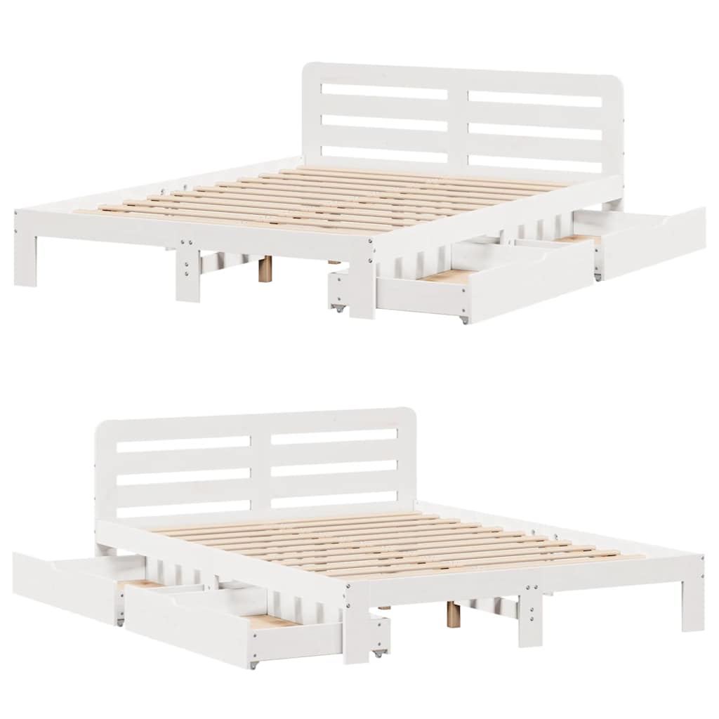 sengeramme uden madras 160x200 cm massivt fyrretræ hvid