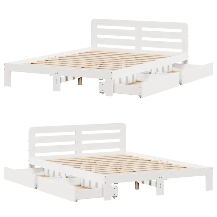 sengeramme uden madras 160x200 cm massivt fyrretræ hvid