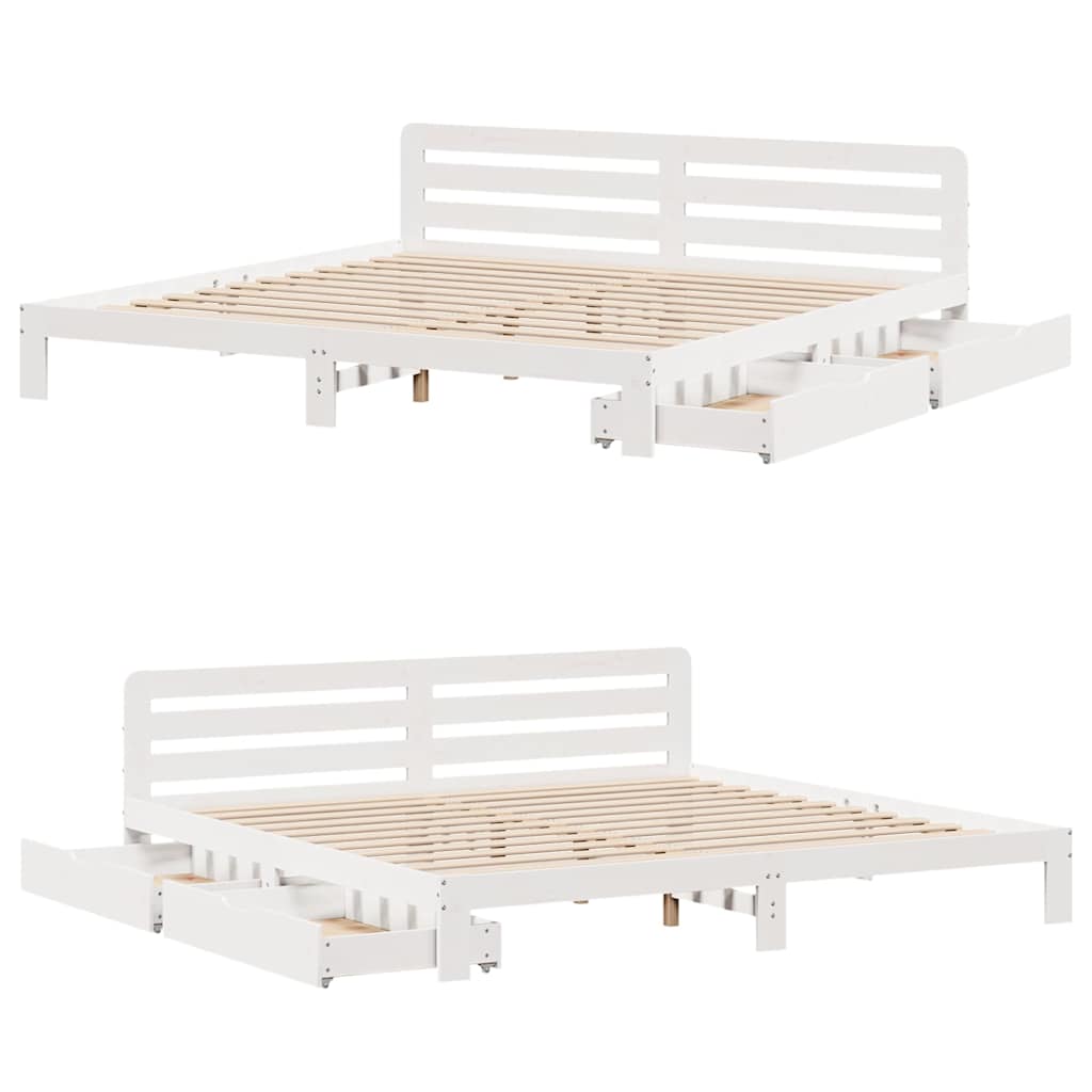 sengeramme uden madras 180x200 cm massivt fyrretræ hvid