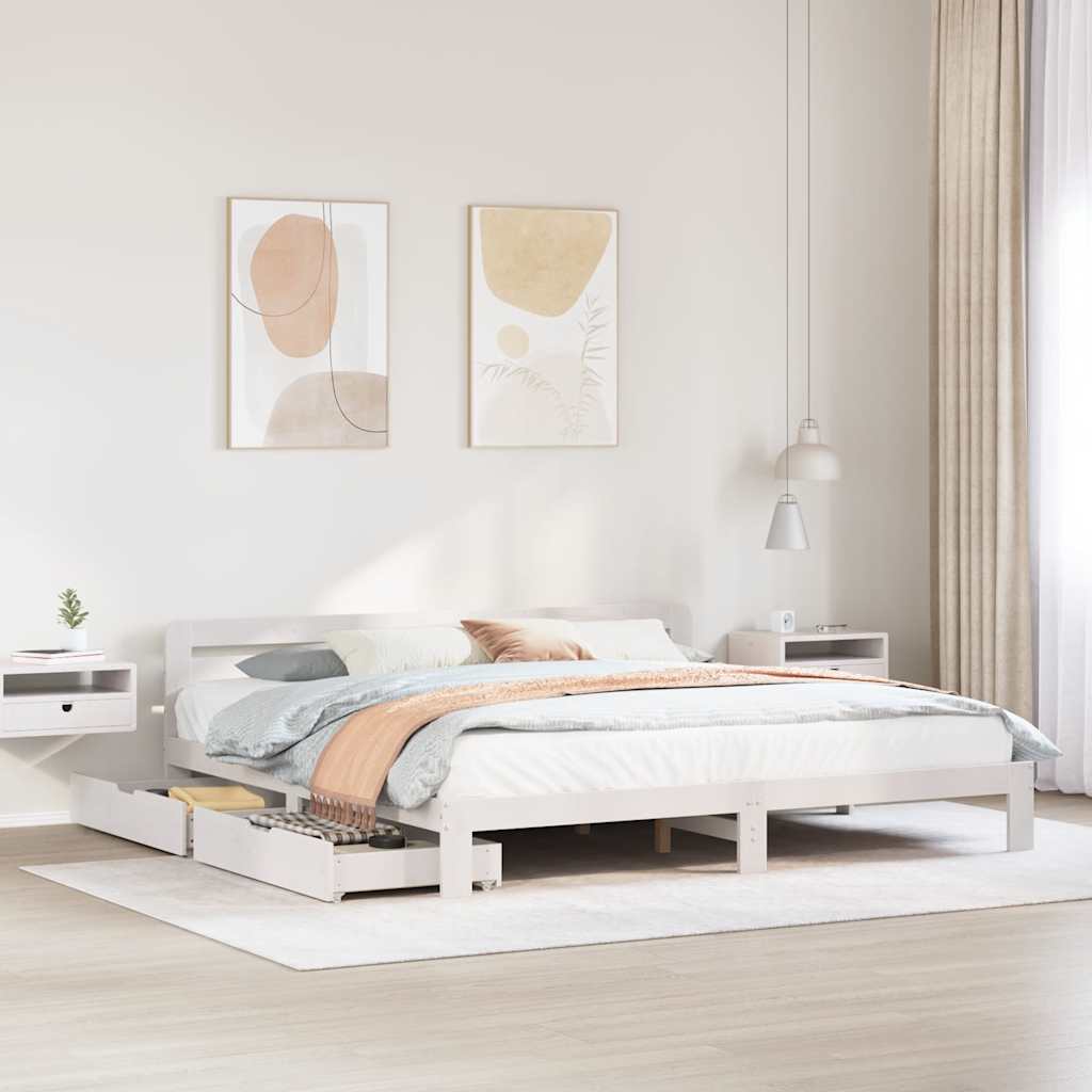 sengeramme uden madras 180x200 cm massivt fyrretræ hvid