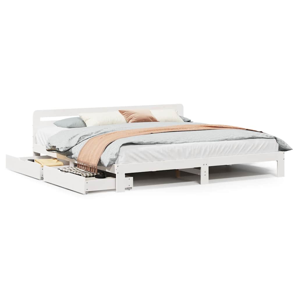 sengeramme uden madras 200x200 cm massivt fyrretræ hvid