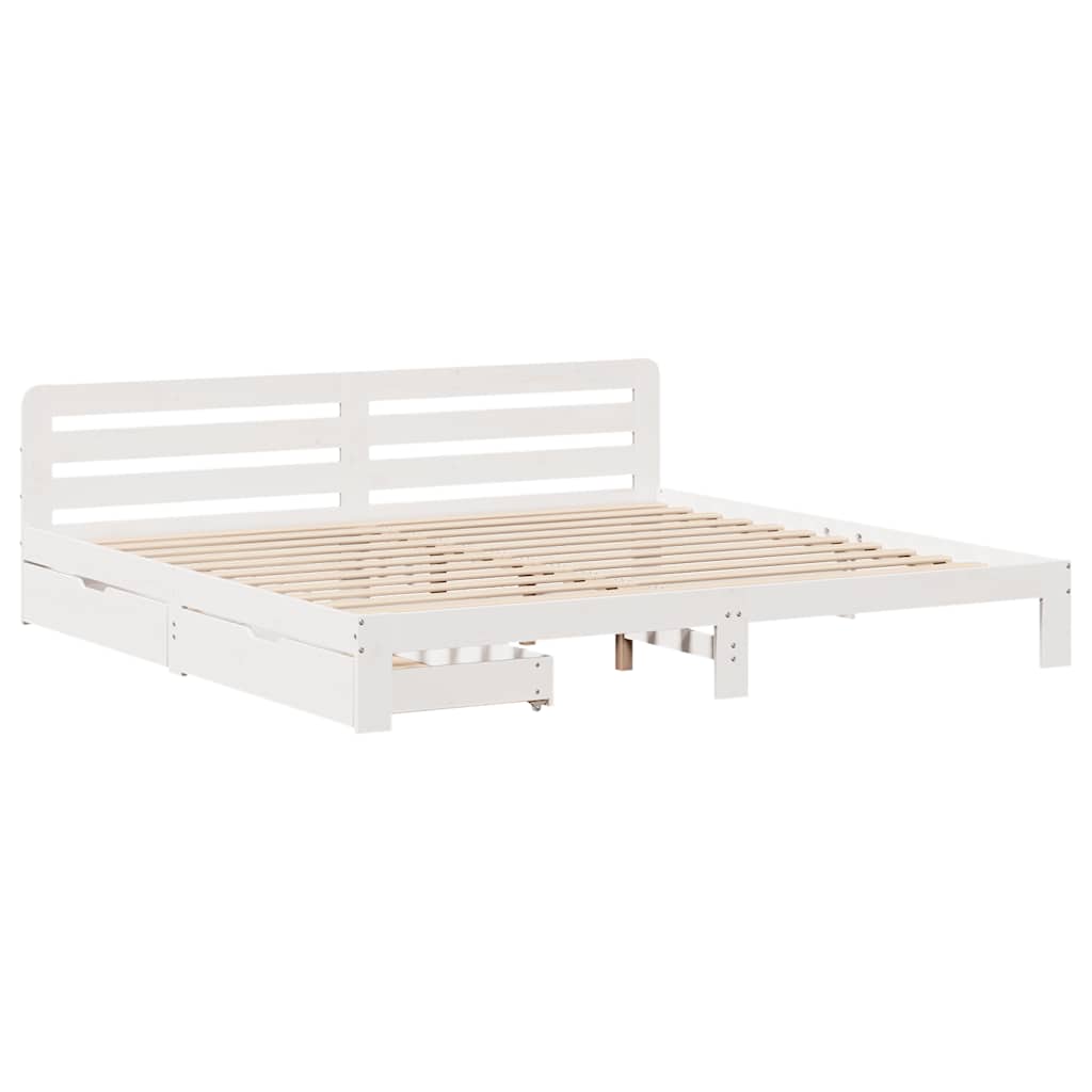 sengeramme uden madras 200x200 cm massivt fyrretræ hvid