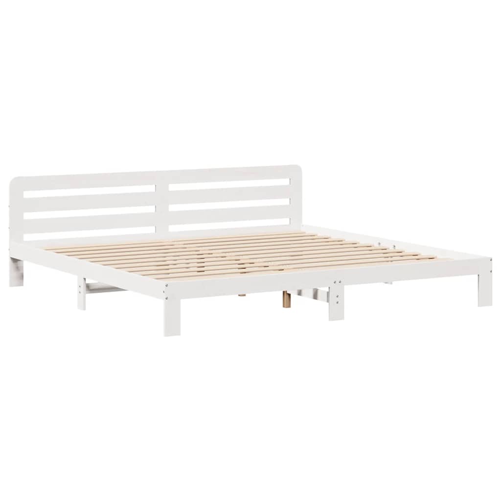 sengeramme uden madras 200x200 cm massivt fyrretræ hvid