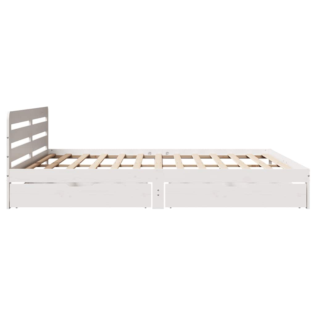 sengeramme uden madras 200x200 cm massivt fyrretræ hvid
