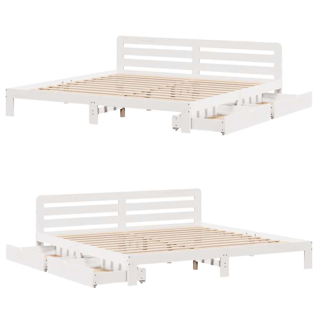 sengeramme uden madras 200x200 cm massivt fyrretræ hvid