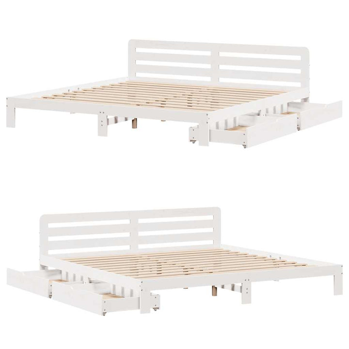 sengeramme uden madras 200x200 cm massivt fyrretræ hvid