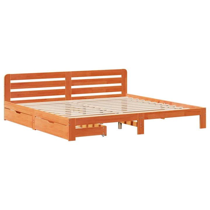sengeramme uden madras 200x200 cm massivt fyrretræ gyldenbrun