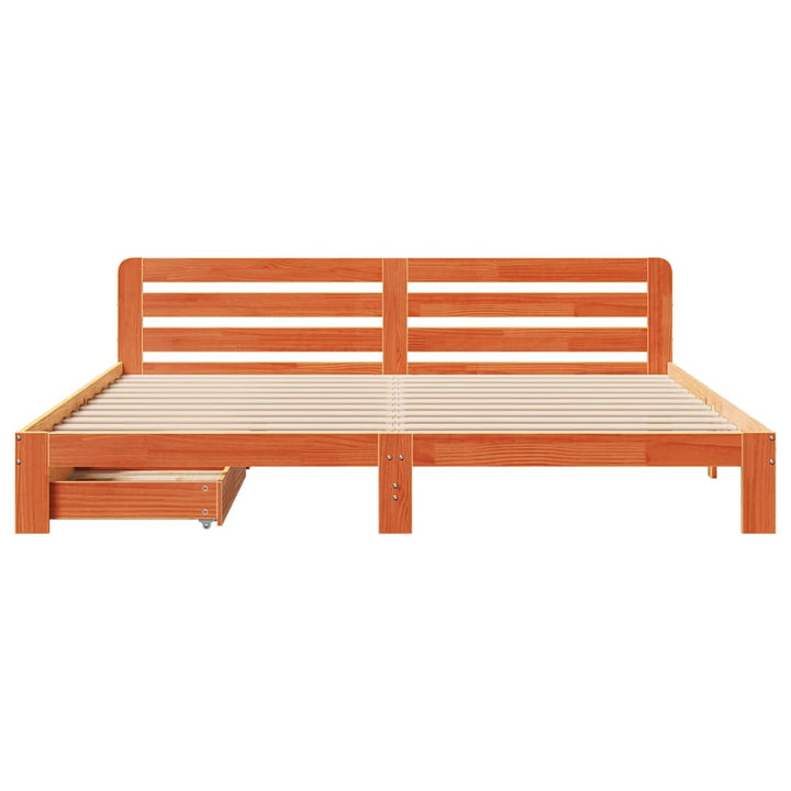 sengeramme uden madras 200x200 cm massivt fyrretræ gyldenbrun