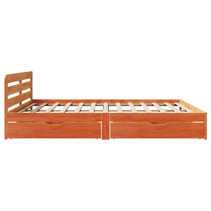 sengeramme uden madras 200x200 cm massivt fyrretræ gyldenbrun