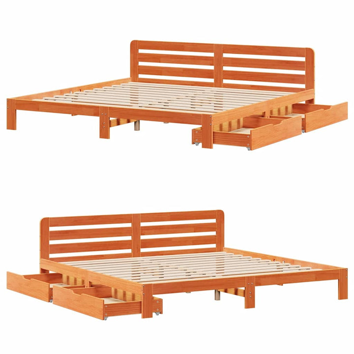 sengeramme uden madras 200x200 cm massivt fyrretræ gyldenbrun