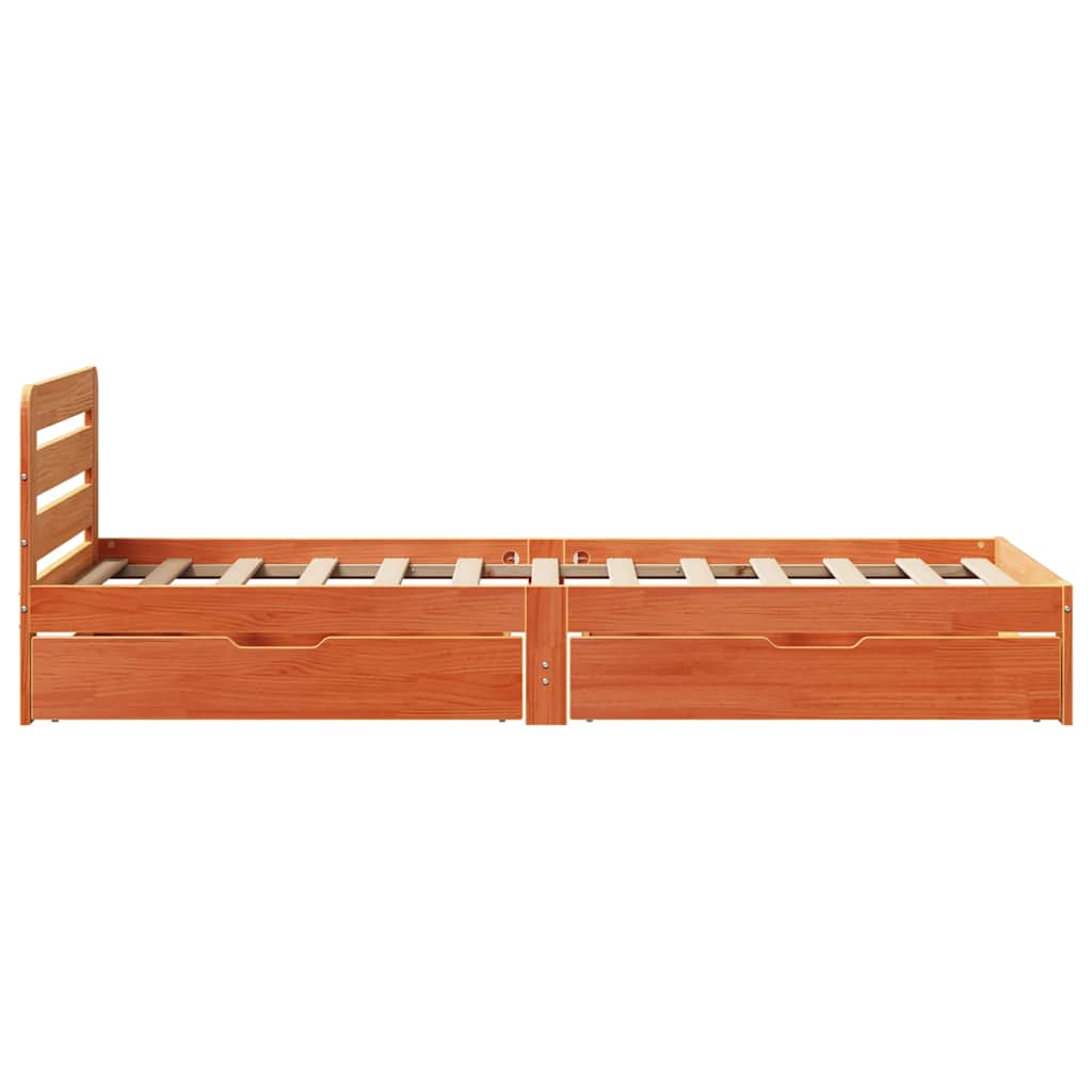 sengeramme uden madras 90x190 cm massivt fyrretræ gyldenbrun