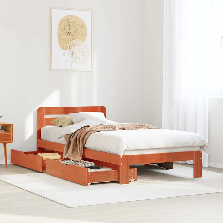 sengeramme uden madras 90x190 cm massivt fyrretræ gyldenbrun