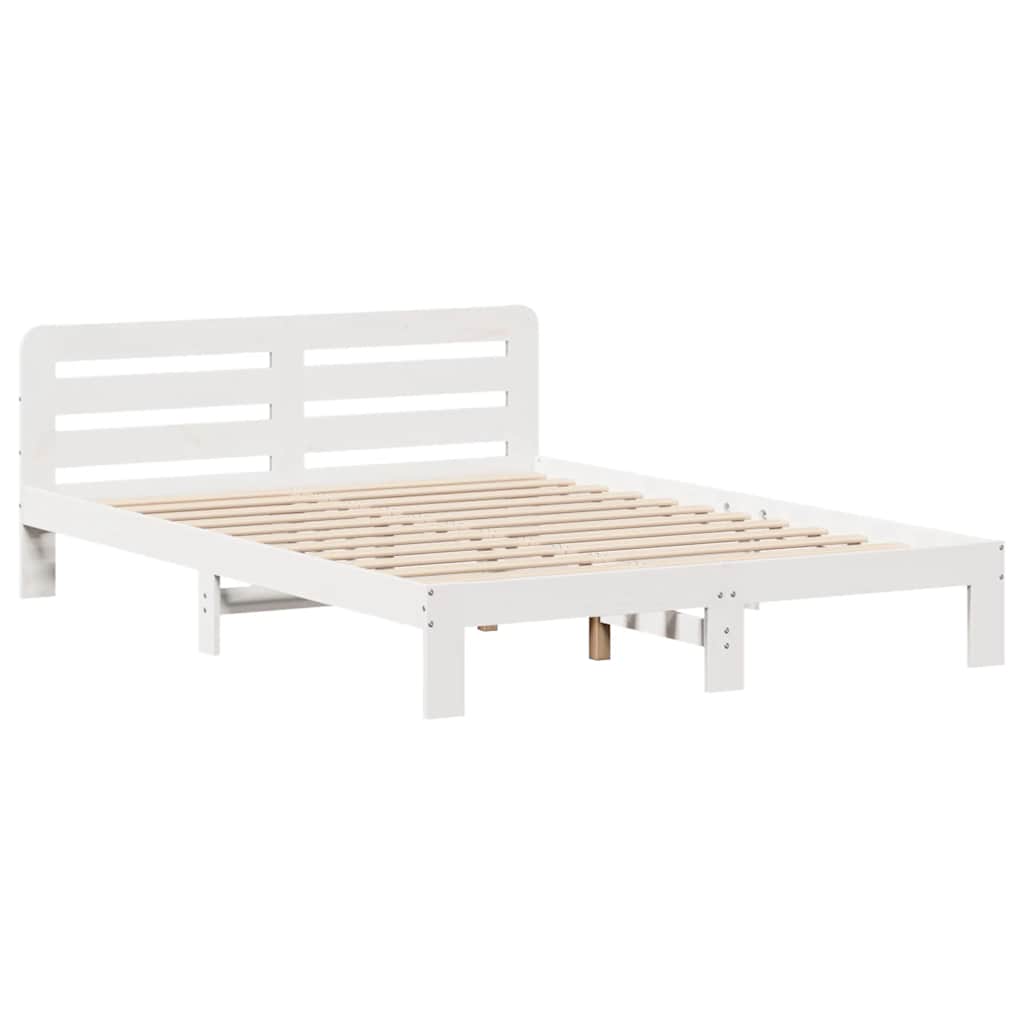 sengeramme uden madras 135x190 cm massivt fyrretræ hvid