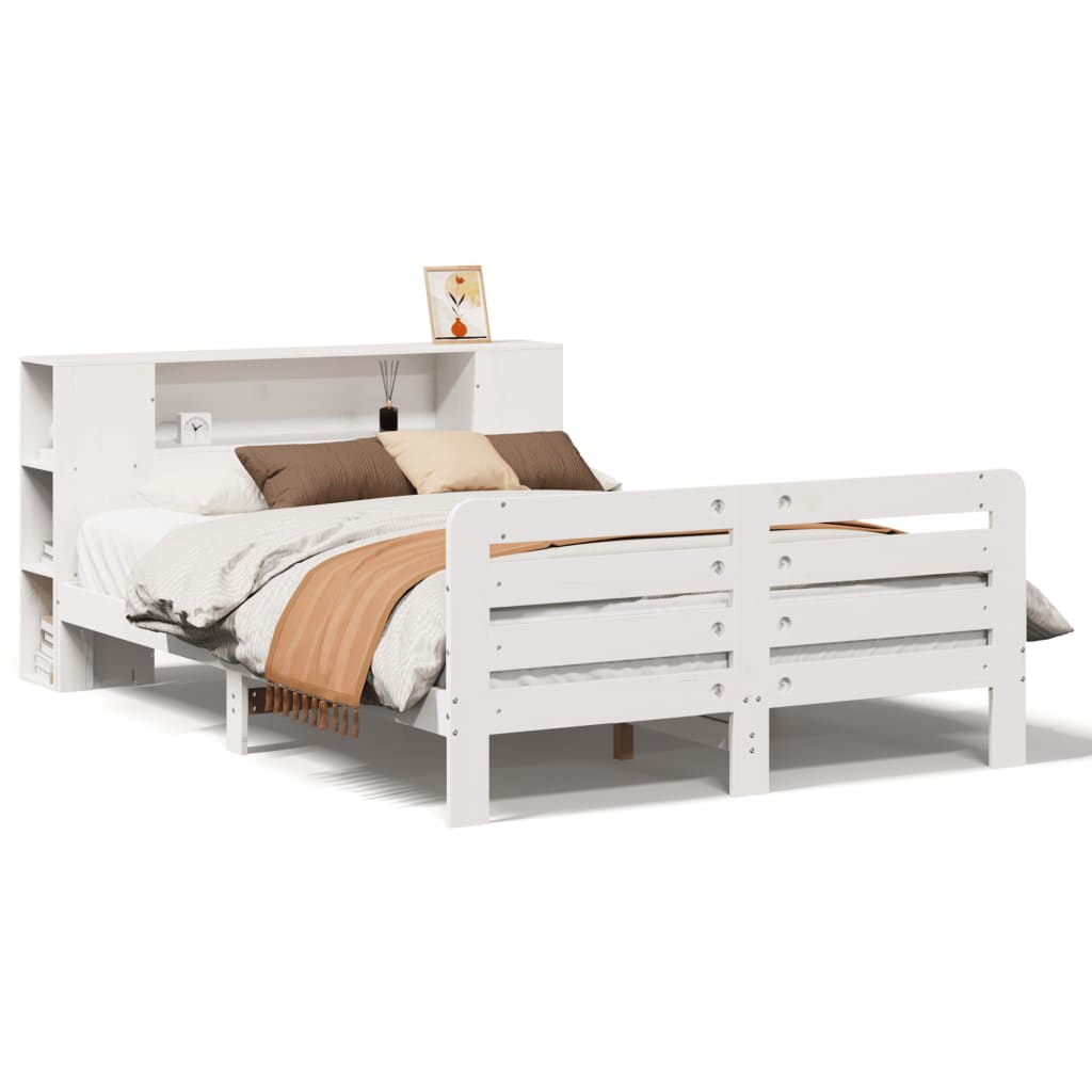 sengeramme uden madras 140x200 cm massivt fyrretræ hvid